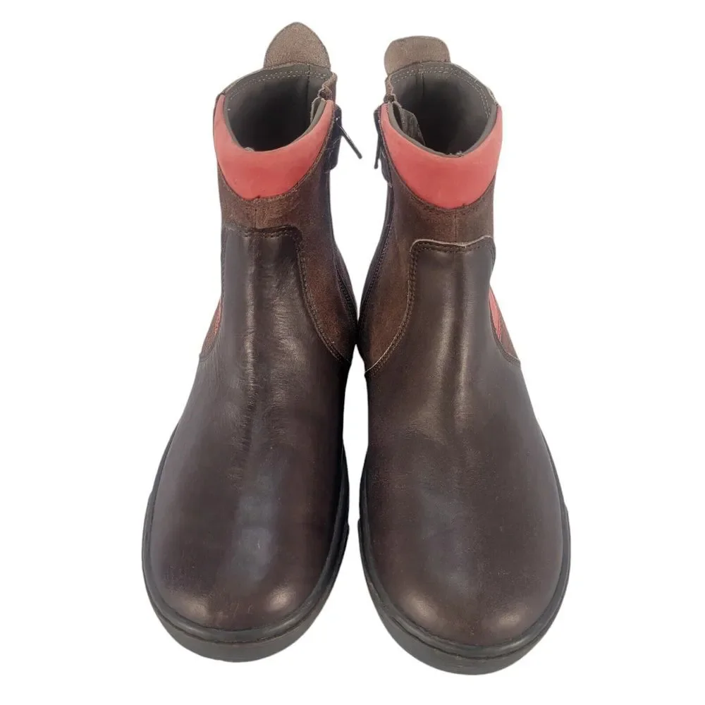 Aster Boys Boots Brown Red Leather‎ Nubuck\Leather Size 34 US 3.5 Made in France